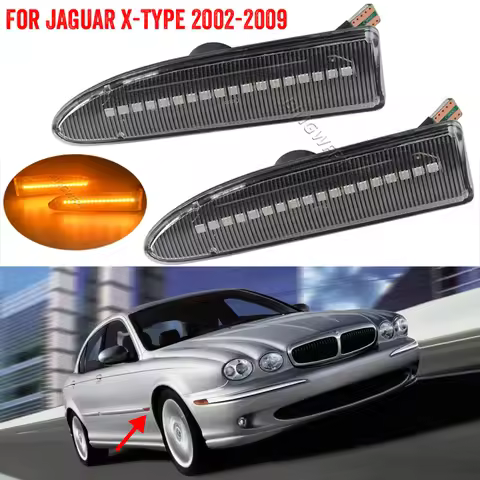 Pair LED Dynamic Turn Signal Lights Side Marker Fender Blinker Indicator Lamp For JAGUAR X-TYPE 2002