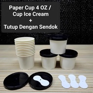Ice Cream Paper Cup 4oz + Lid Spoon 50 pc Ice Cream Cup 4 Oz 50pc Dessert Cup Paper Cup