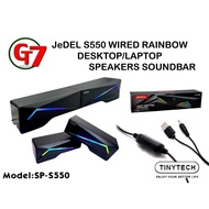JeDEL S550 Wired Rainbow Desktop Speakers Soundbar  – USB Powered + 3.5mm Cable (SP-S550)