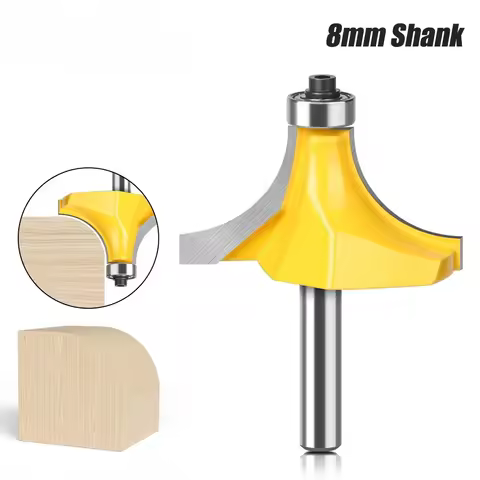 8mm Shank Corner Round Over Router Bit Set - R15.9mm/20.15mm/25.2mm Radius with Bearing | Tungsten C