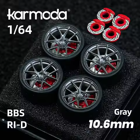 1/64 Karmoda Wheels with Rubber Tires Model Car Modified Parts BBS RS JDM VIP For Tomica MiniGT（with