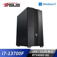 華碩平台[冰神衝擊]i7十六核Win11獨顯電腦(i7-13700F/16G/RTX 4060/512G_M2) 冰神衝擊