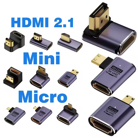 HDMI-Compatible Converter Mini Micro HDMI to HDMI2.1 Cable Adapter 48Gbps 8K60Hz 4K120Hz for HDTV Pr