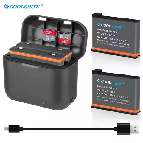 For Insta360 X3 Battery Charger 1800mah Camera 360 Panoramic Action Camera Batteries Accessories For