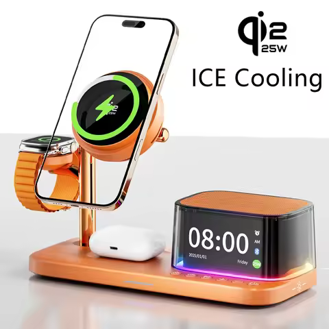 Qi2 25W ICE Cooling Magnetic Wireless Charger Bluetooth Speaker For iPhone 17 Samsung S26 Apple Gala