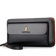Double Zipper Men's Wallet Retro Luxury Clutch Bag Leather Wallet Organizer Big Capacity Passport Cover Male Portefeuille Homme