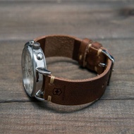 Genuine Leather Watch Strap Logo Clock Victorinox Brown 1 Year Warranty