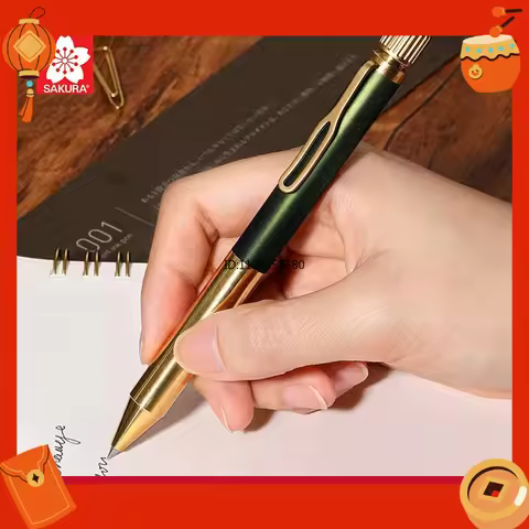 SAKURA craft_lab 001 Brass Vintage Pen 0.5mm Gel Ink Rollerball Business Signature Pen Writing Ballp