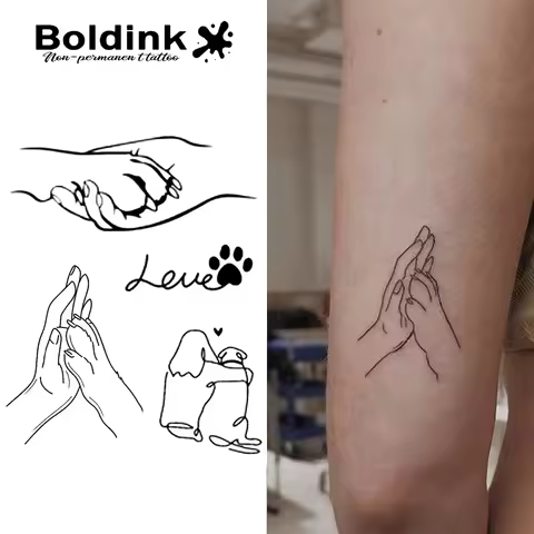 High Five with Dog Temporary Tattoo,Lasts To 15 Days New Technology Magic Waterproof Semi Permanent 