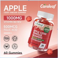 Careleaf - ACV Gummies - 1000mg ACV, With Folic Acid, Beetroot, Vitamin B12 & B6 - Vegan, Halal, Non