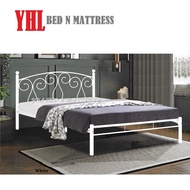 YHL Liilis Black / White Queen Size Metal Bedframe / Metal Double Bed (Mattress Not Included)