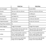 Modem Wifi 4G Telkomsel Orbit Star 2 Huawei B312 50Gb Free Antena