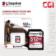 Kingston 512GB Canvas React Plus V60 UHS-II SD Memory Card - SDR2V6/512GB