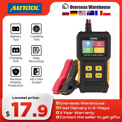 AUTOOL BT360 12V/24V Car Battery Tester Automotive Load Tester 8~29V Battery System Analyzer Chargin