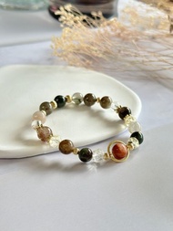 四季幽靈 黃水晶 綠幽靈 天然水晶手鍊/招正財 學業運 事業運