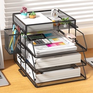 ST/💚A3A4Metallic Desktop File Shelf Book Stand Office File Storage Box Multi-Layer Iron File Box Material Storage UXE1