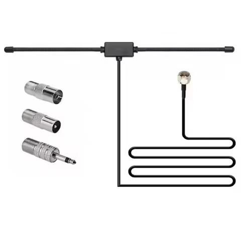 Portable 75Ohm Radio Antenna Universal Plug Play FM Dipole Aerial Stereo Aerial Connector Home Theat