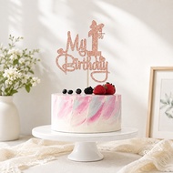 One Year Old Cake Insert Pink Letter Cake Insert Photo Props Birthday Decoration Props Birthday Cake