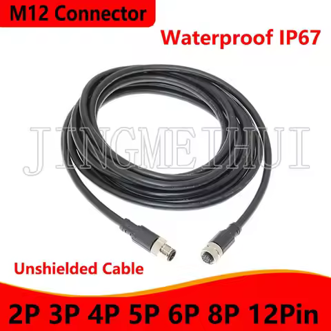 M12 2P 3P 4P 5P 6P 8P 12Pin Waterproof IP67 Aviation Male Female Plug With Cable Threaded Connector 