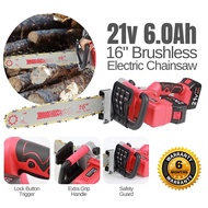 Chainsaw Cordless Mesin Gergaji 16" Inch 21v 6.0Ah Brushless Electric Chainsaw Chain Saw 1600W With 2 Battery