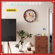 [Panda Bear] Clock Wall Clock Living Room Wall Clock Household Mute Clock Simple Modern Atmosphere Decorative Wall Clock Retro Creative Clock Wall Hanging Wall Clock Perforation-Free
