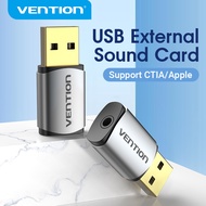 Vention USB Sound Card ชาวการ์ดเสียง External USB to 3 5mm Audio ตัวแปลงหูฟัง Interface ซาวการ์ดเสียง Adapter การ์ดเสียง ซาวด์การ์ดคอม For PC Laptop PS4 ซาวด์การ์ด Headset การ์ด