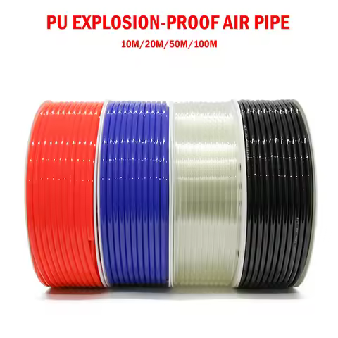 PU Pneumatic Tubing 10M/20M/50M/100M Polyurethane Tube Pipe Air Compressor Hose Line Fitting Or Flui
