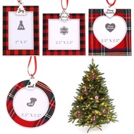 Fovths 4 Pieces Christmas Picture Frame Ornaments Xmas Gifts Pendant ​Photo Frame Insert with Christ