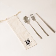 YCCT 316不鏽鋼筷叉匙收納袋4件組 多圖可選 貓咪 柴犬 大象 老虎