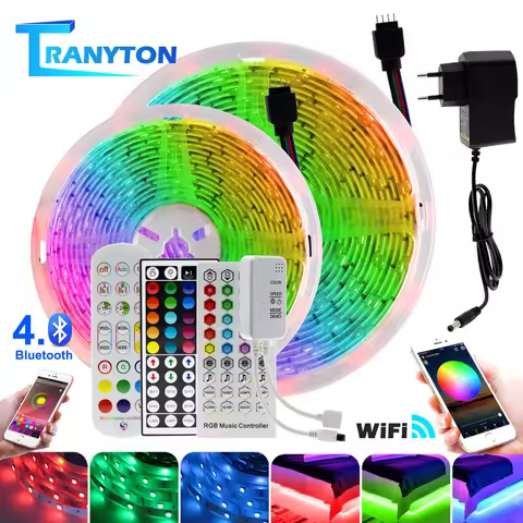 Wifi LED Strip 5050 RGB 5M/10M/15M/20M/30M DC12V Neon Tape Lamp + IR/Bluetooth/ Wifi Remote + Power 