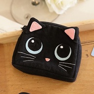 小黑貓 雙層 拉鍊 零錢包/雜物包/卡片收納包【820020】