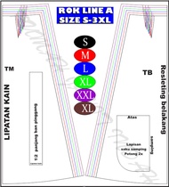 Pola Jiplak Rok Line A dewasa