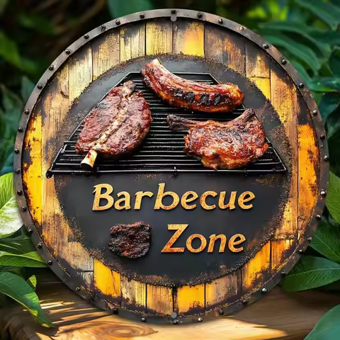 1PC Classic Vintage Aluminum Barbecue Zone Sign - Wall Hanging Decorative Plaque for Kitchen, Home, 