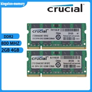 ใหม่หน่วยความจำ DDR2แรม2GB 4GB 800MHz PC2-6400หน่วยความจำแล็ปท็อป SODIMM 200พิน1.8V โมดูลหน่วยความจำโน้ตบุ๊ค 1 x 2GB DDR2 800MHz One