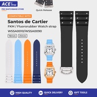 FKM Fluororubber & Compatible With CARTIER Santos WSSA0009 Fluoro Rubber Watch Strap Quick Release 1