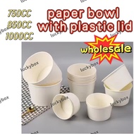 600PCS Paper Bowl Disposable Food Storage Environmentally 750cc 850cc 1000cc