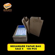 Paper Bag 5s - Brown ( 100pcs± ) Food Grade - Disposable Paper Bag - ABBAWARE - Paper Bag Saiz 5