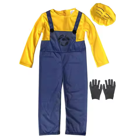 Anime Movie Despicable Me Cosplay Costume Adult Boys Minions Jumpsuit Men Jumpsuit Hat Halloween Cos