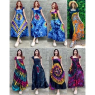 Tie-Dye Bear Dress Ruffled Hem Skirt Length 53 Inches