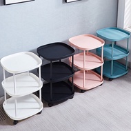 INS Bedside Table Trolley Pp Material Bedroom Double Layer Small Coffee Table Movable Small Table wi