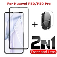 Huawei P50 Pro Tempered Glass Full Coverage for Huawei P50 P40 Pro+ P30 P20 Mate 40 30 20 Pro 2 in 1 Screen Protector Protective Glass Film