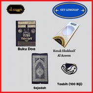 Set Lengkap Sejadah Travel Turkey Tasbih Buku Doa Kotak Gift Box Al Azeem