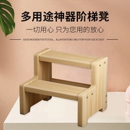 Solid Wood Stairs Wooden Ladder Step Stool Household2Step Ladder Ladder Climbing Ladder3Small Ladder Activity Two the Wooden Ladder
