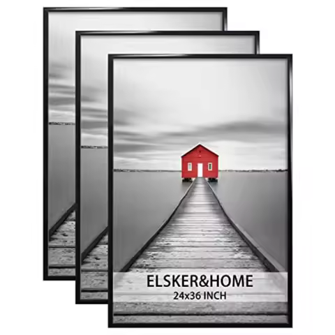 24x36 Poster Frame 3 Pack Black Picture Frame for Horizontal or Vertical Wall Mounting Sturdy and Sc