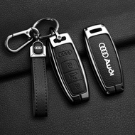 Metal Leather Car Key Case Cover Shell For Audi Q8 RSQ8 A6 C8 S6 RS6 A7 S7 RS7 A3 8Y A8 D5 4N RS E-t
