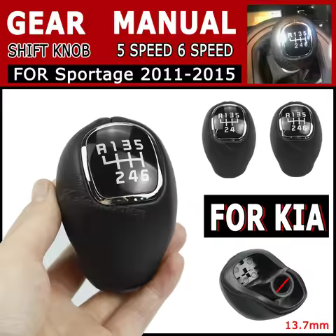 For Kia Sportage 2011-2015 For RIO 3 VELOSTER Leather 5/6 Speed Manual Transmission Gear Shift Knob 