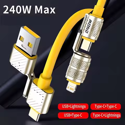 240W 4 in1 Type C Charging Cable PD Super Fast Charge Type-C To USB C Wire For iPhone 16 15 Samsung 