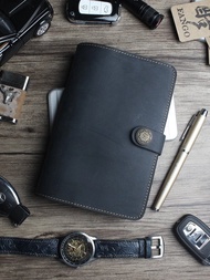 A6扣式活頁手帳本 復古手工牛皮記事本 活頁夾筆記本 日記本