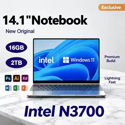 NEW 14.1 Inch Notebook 16GB RAM 2TB SSD Windows 11 Intel N3700 Ultra Slim Laptop Gamer 1920x1080 Off