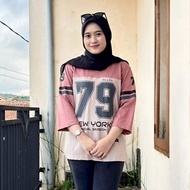 Women's Oversized 7/8 Sleeve Number Pattern Top / Sporty T-Shirt Muslimah Shirt